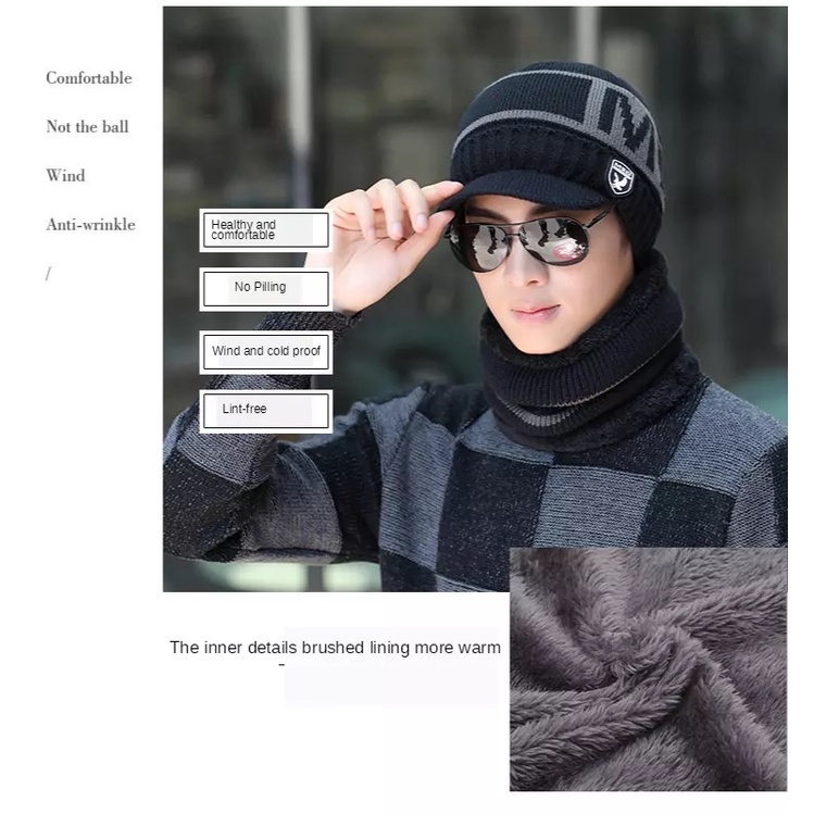 Topi Kupluk hangat beanie winter musim dingin mario pria wanita import neck warmer penghangat kepala men