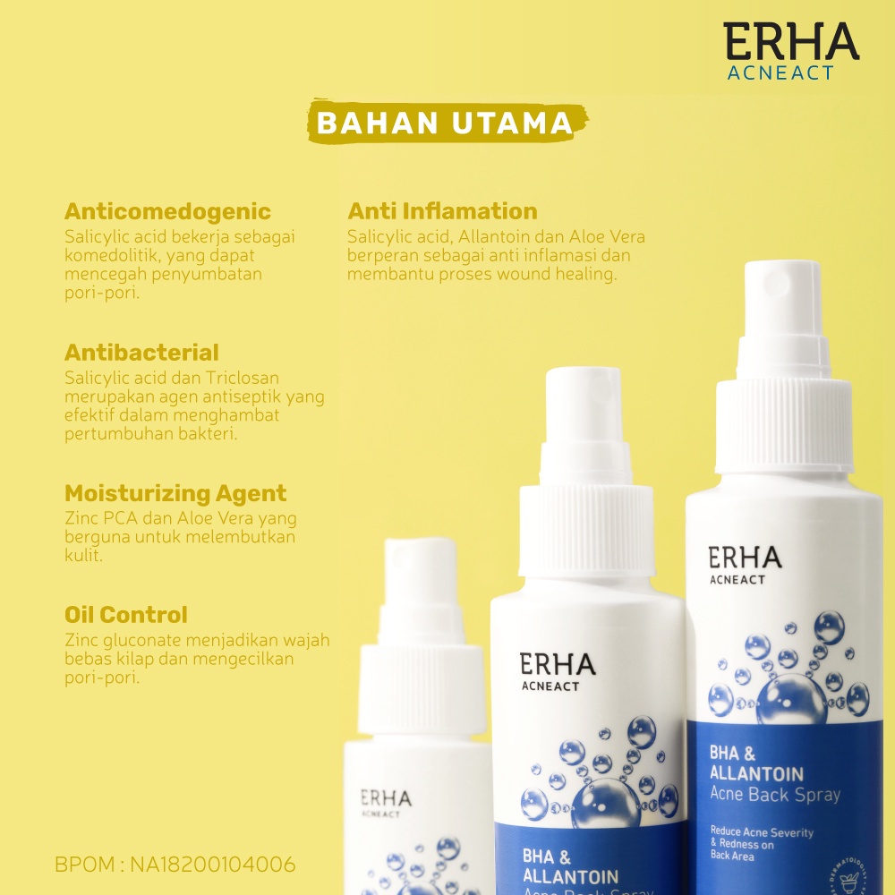 ERHA Paket Perawatan Jerawat Pungung dan Wajah - Acne Back Spray + Acne Spot Gel