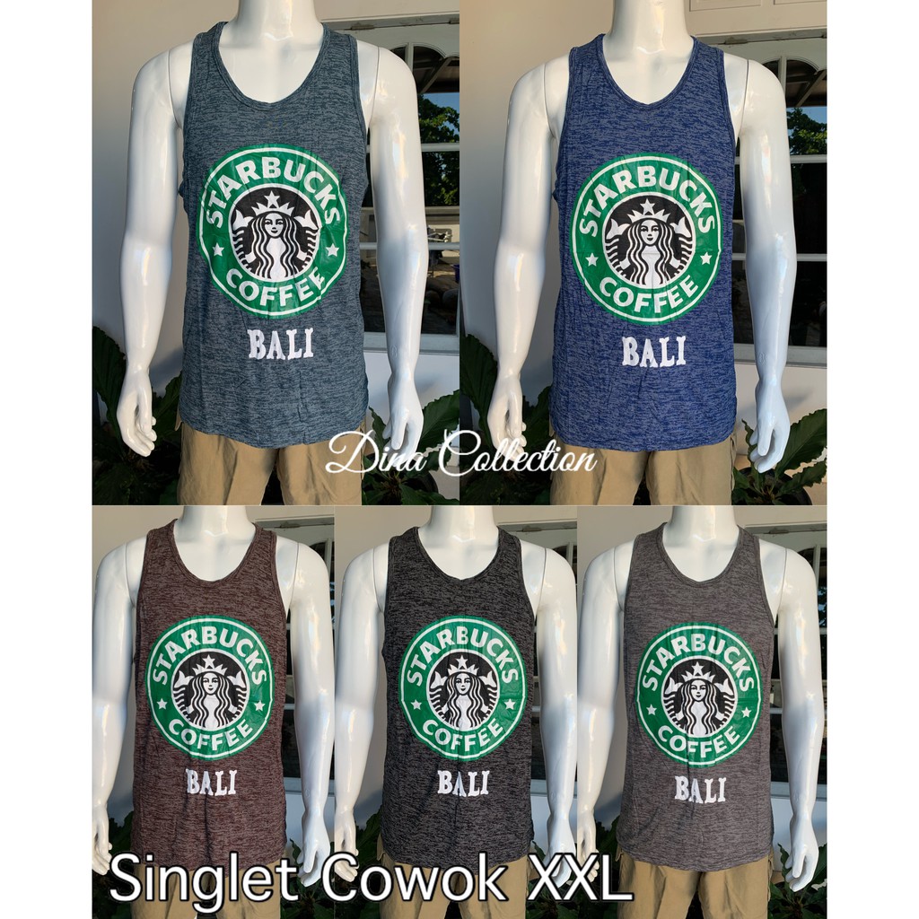 KAOS SINGLET COWOK JUMBO MOTIF STARBUCKS