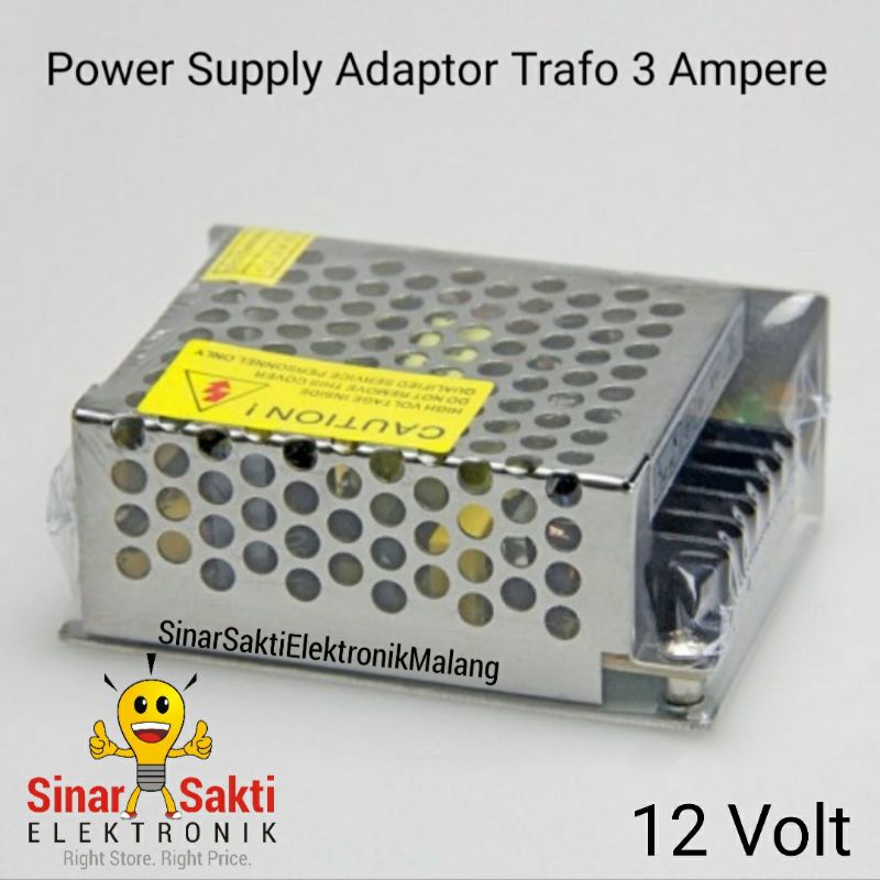 Power Supply 3A Adaptor Trafo PSU 3 ampere 12V 12 Volt Cctv Led Strip