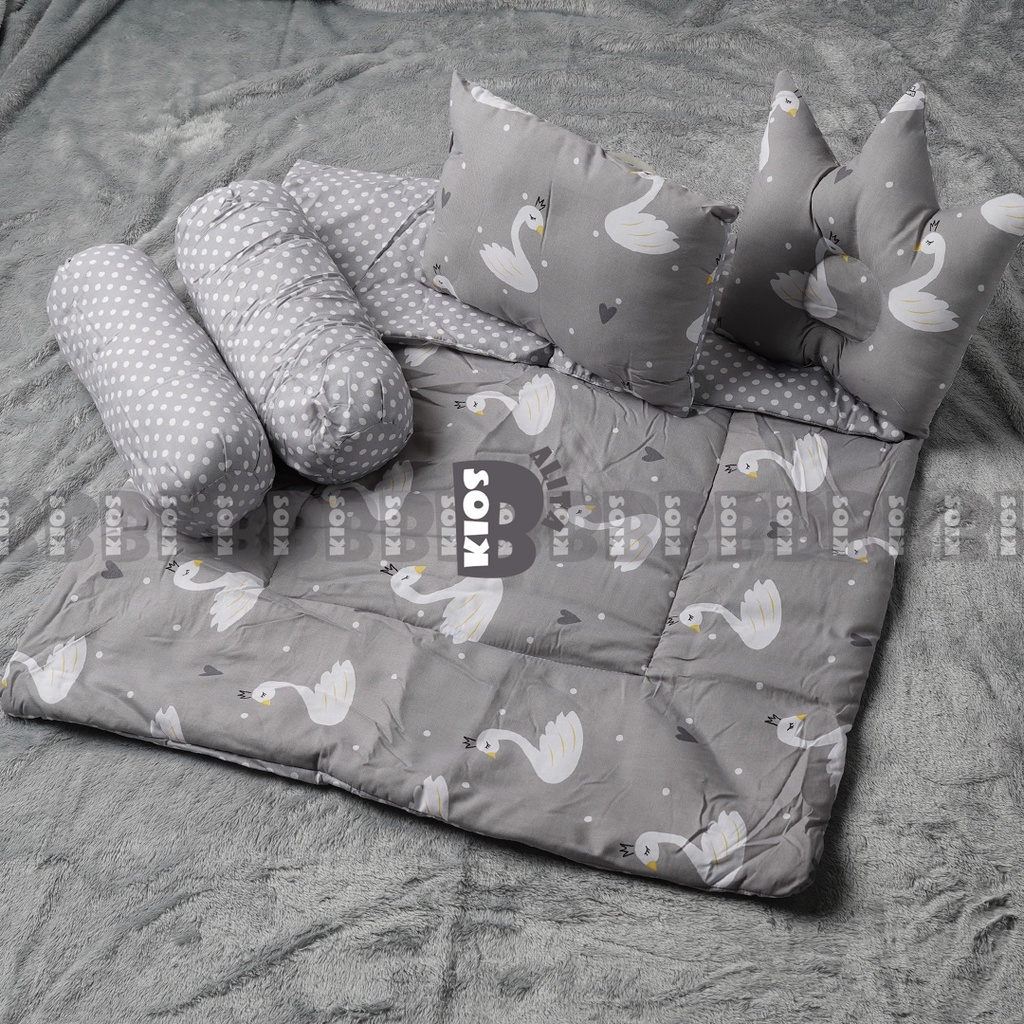 BedCover Set Lengkap (Bedcover, Bantal Guling Bayi,  Bantal Crown Mahkota) Kado bayi lahiran / Bed cover set bayi anak big size premium baby bedding set