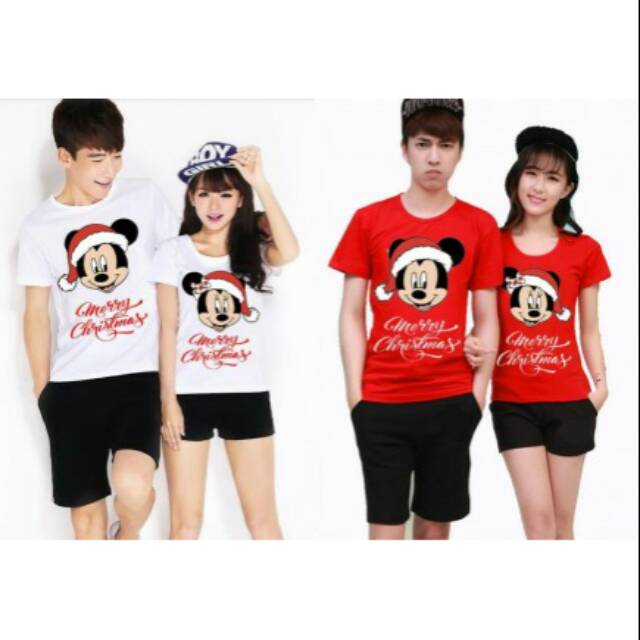 Kaos couple topi mickey lengan pndek - baju pasangan