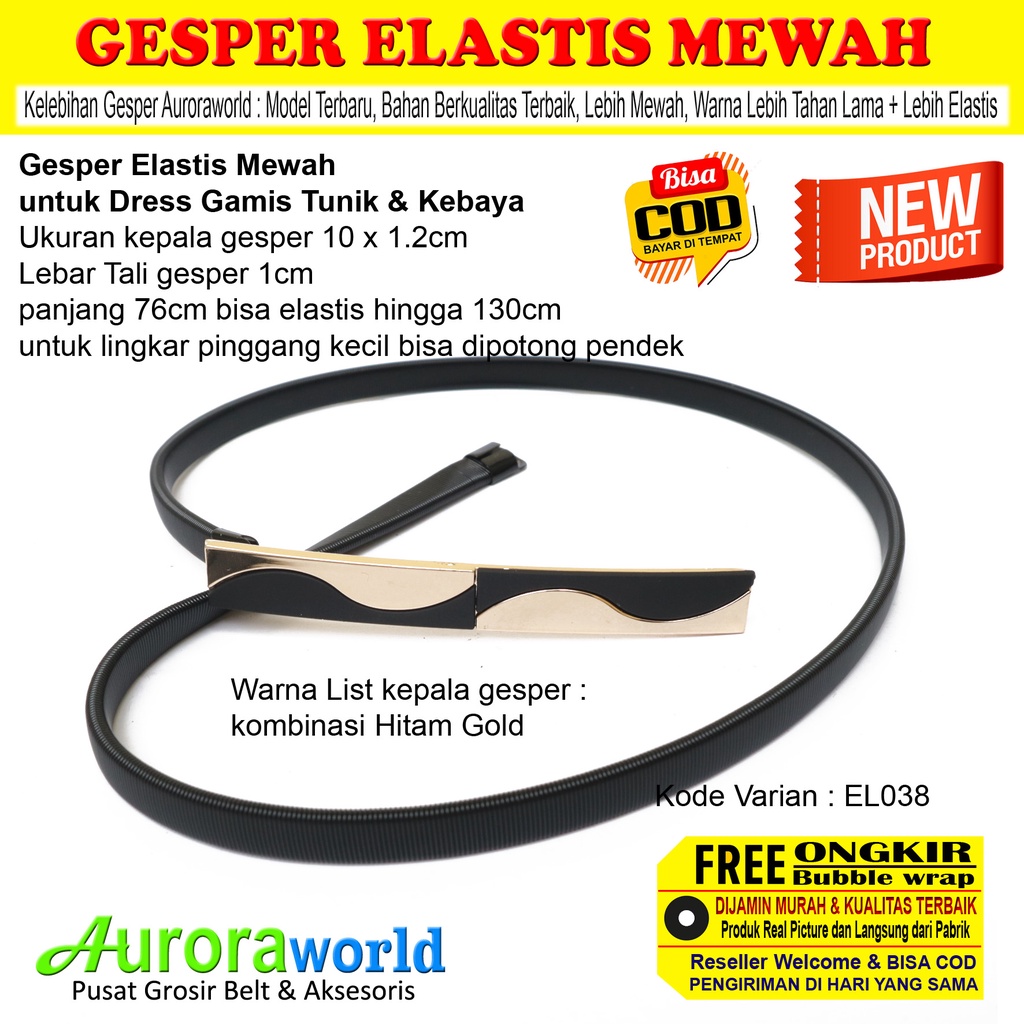 Auroraworld Gesper wanita Belt Ikat Pinggang Dres Elastis  Terbaru bisa COD