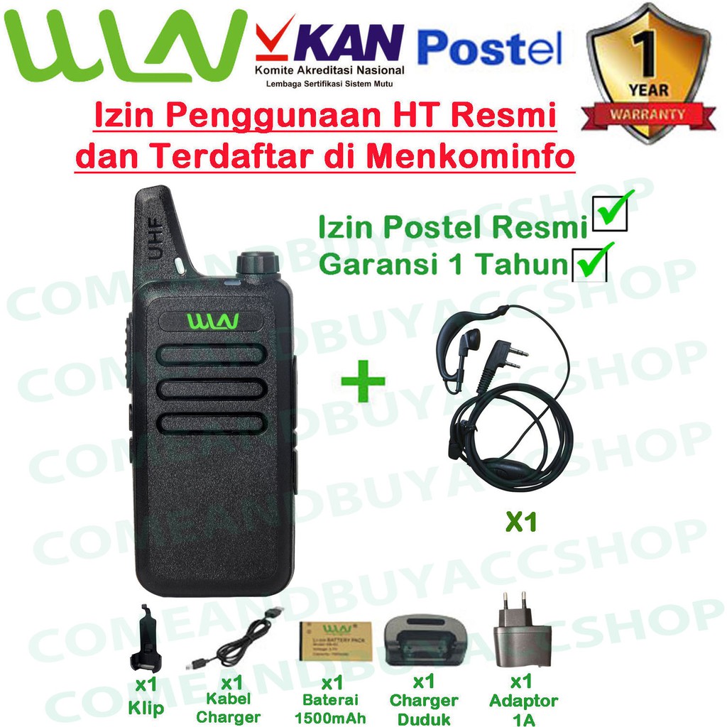 Paket Standart Satuan Walkie Talkie WLN KD-C1 Hitam (Isi 1 Pcs)