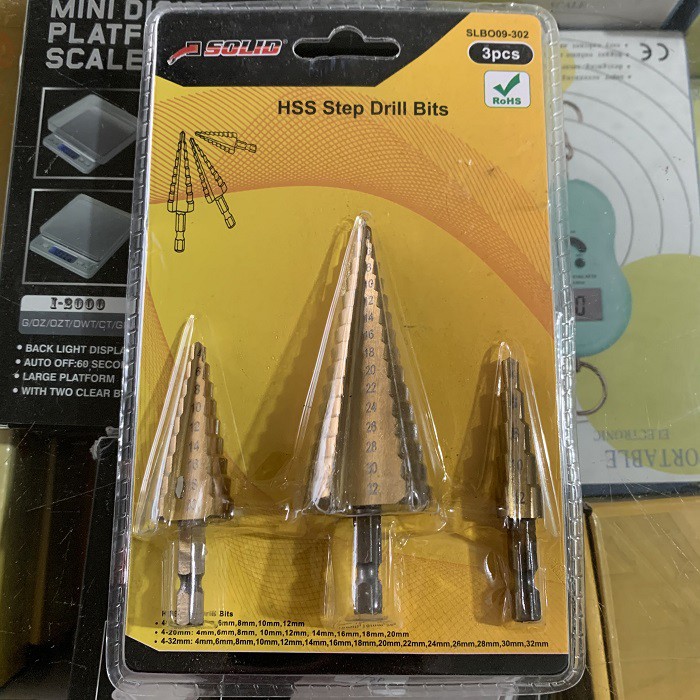 Mata Bor Pagoda Set 3pc 32mm Mata Bor Pagoda Multi Step Cone Drill