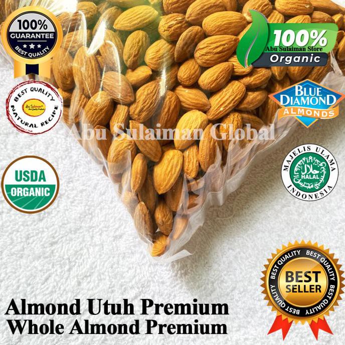 

TERBARU KACANG ALMOND UTUH PREMIUM / WHOLE RAW ALMOND PREMIUM USA HALAL 1 KG