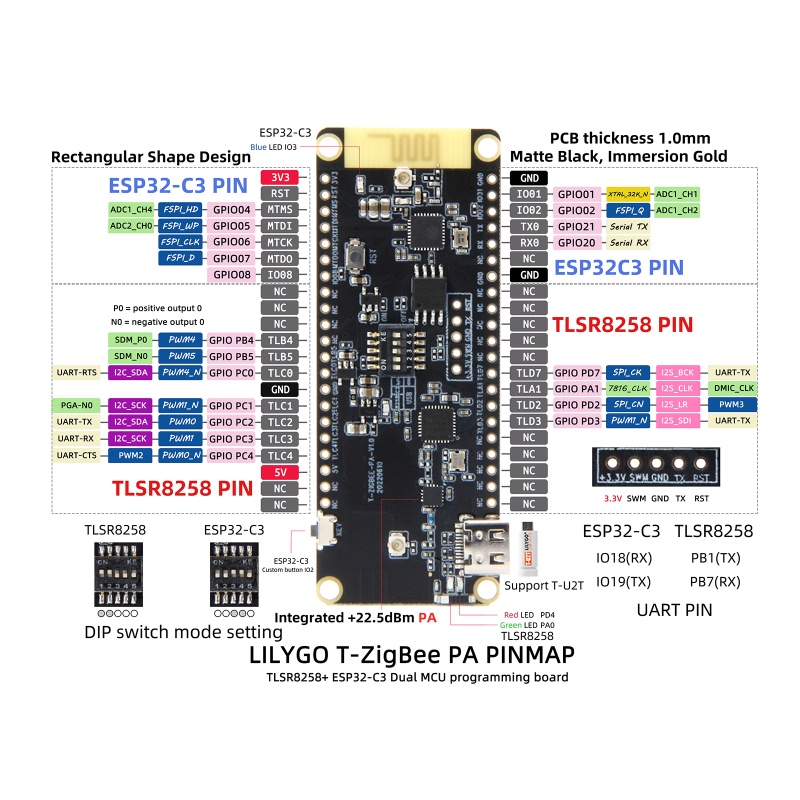 Btsg ESP32-C3 TLSR8258 Ultra Daya Rendah IOT WiFi BLE Untuk Modul Kontrol Cerdas (T-Zigbe