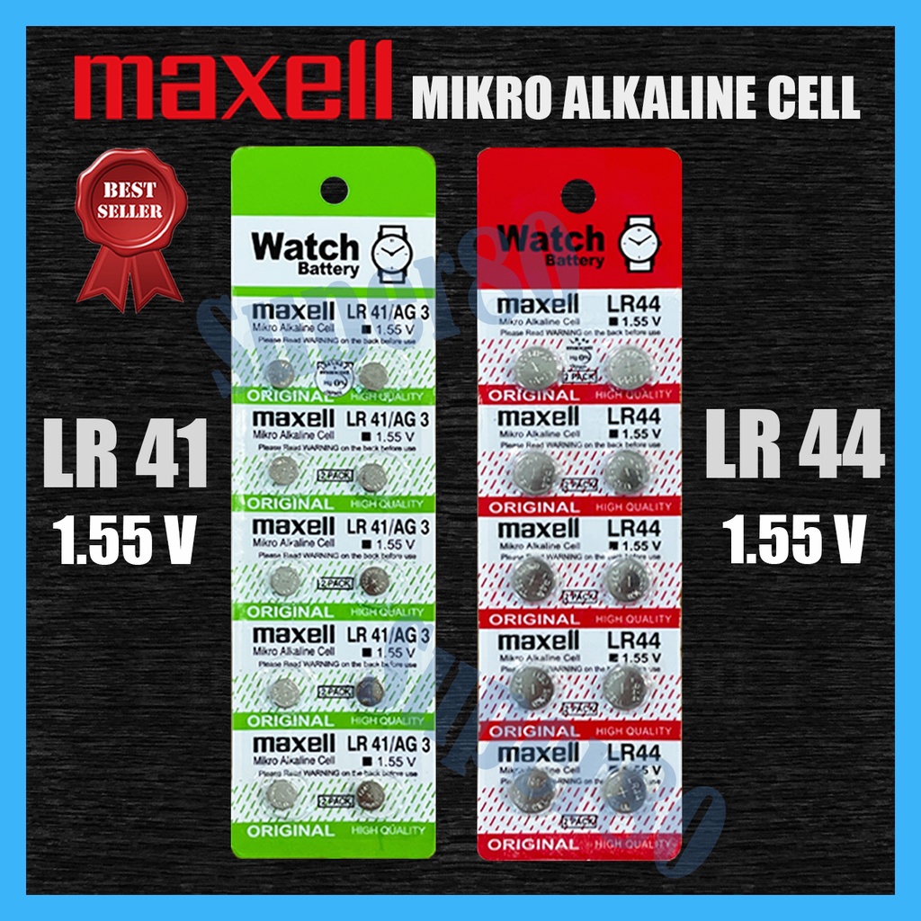 Baterai LR41 AG3 / LR44 AG13 Maxell Murah Batere Batrei Batre Battery Baterei AG 3 13 LR 41 44 A63 SR41 A76 L1154