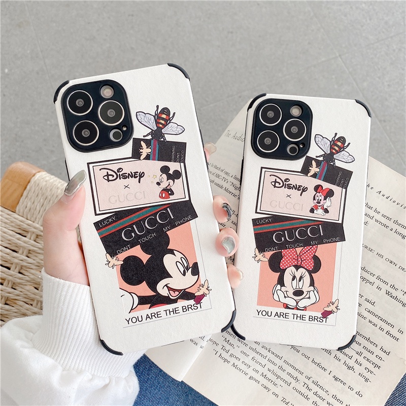 Soft case Pelindung Motif Mickey Dan Minnie Anti Jatuh Untuk IPhone 14 13 12 11 Pro max X XR XSMAX 7 8 Plus