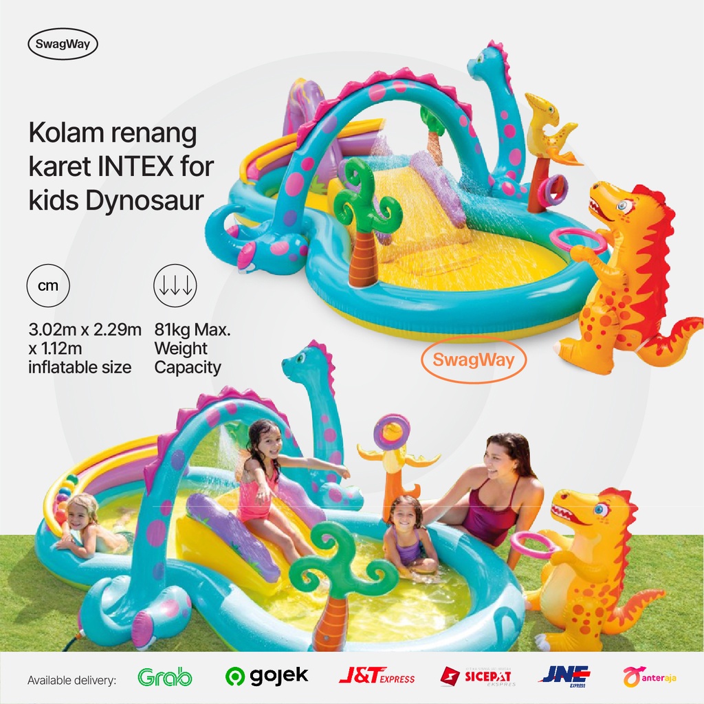 Jual KOLAM RENANG KARET ANAK INTEX DINOLAND PLAY CENTER INFLATABLE POOL