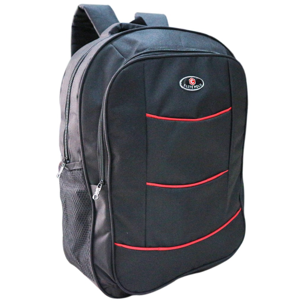 Tas Ransel Punggung Elite Polo Strip Merah Backpack Sekolah Kuliah Kerja Elegant Berkualitas