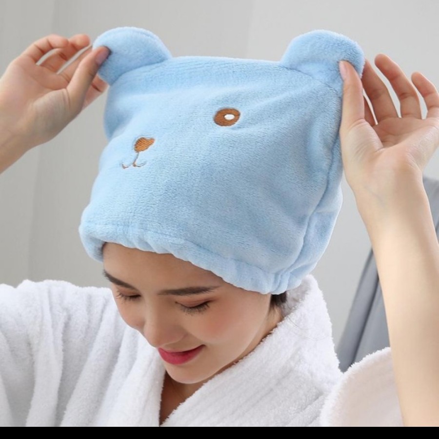Handuk Keramas Bear Microfiber Magic Towel Kamar Mandi Karakter Rambut