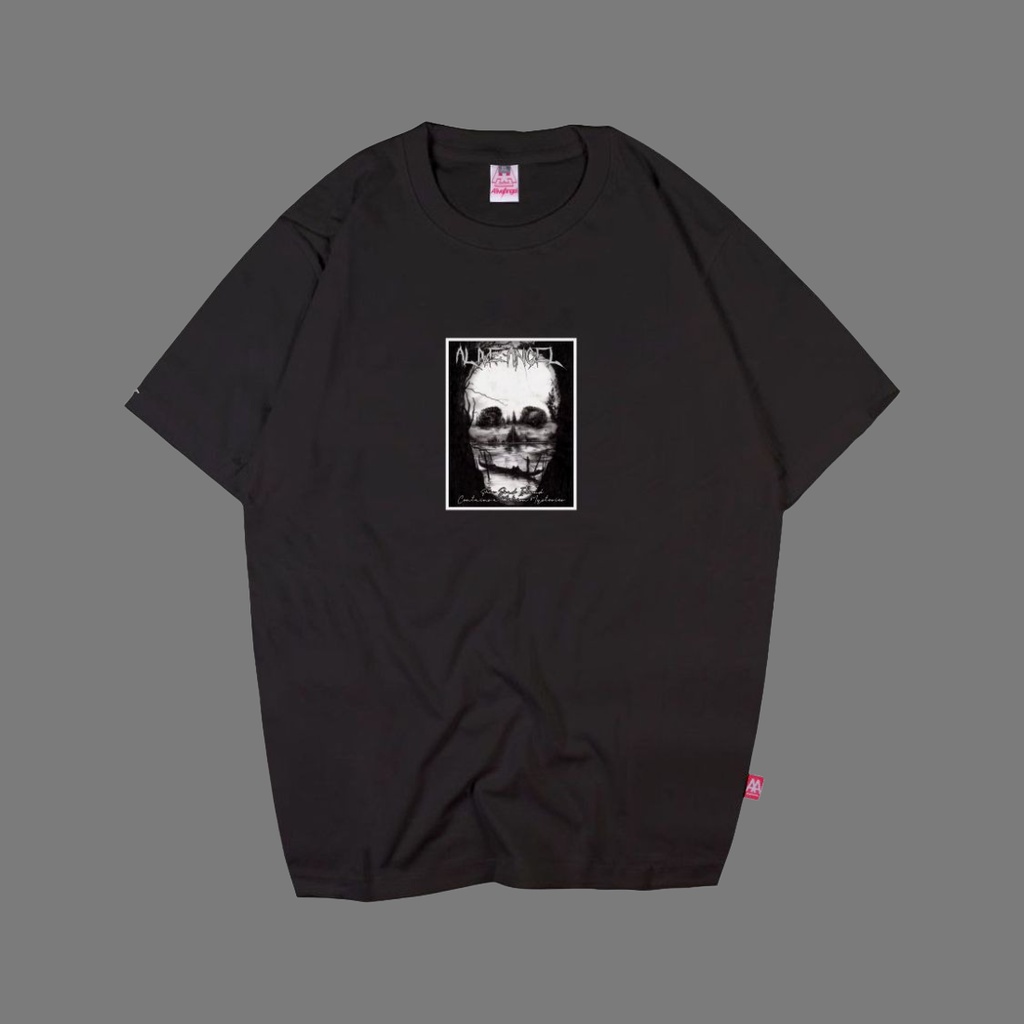 KAOS DISTRO ATASAN PRIA ORIGINAL ALIVE ANGEL SKULL ISLAND / SIMPLE / BLACK TEES / KONG / SKELETON TS
