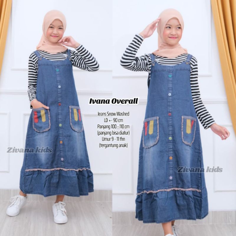 Overall jeans anak rempel bawah //JF703