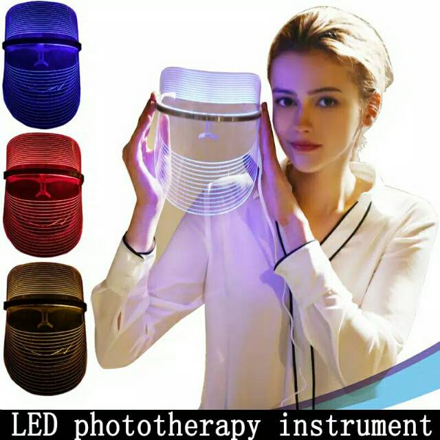 LED BAUTY MASK (MASKER TOPENG 3 LED, BLUE, RED, GOLD)