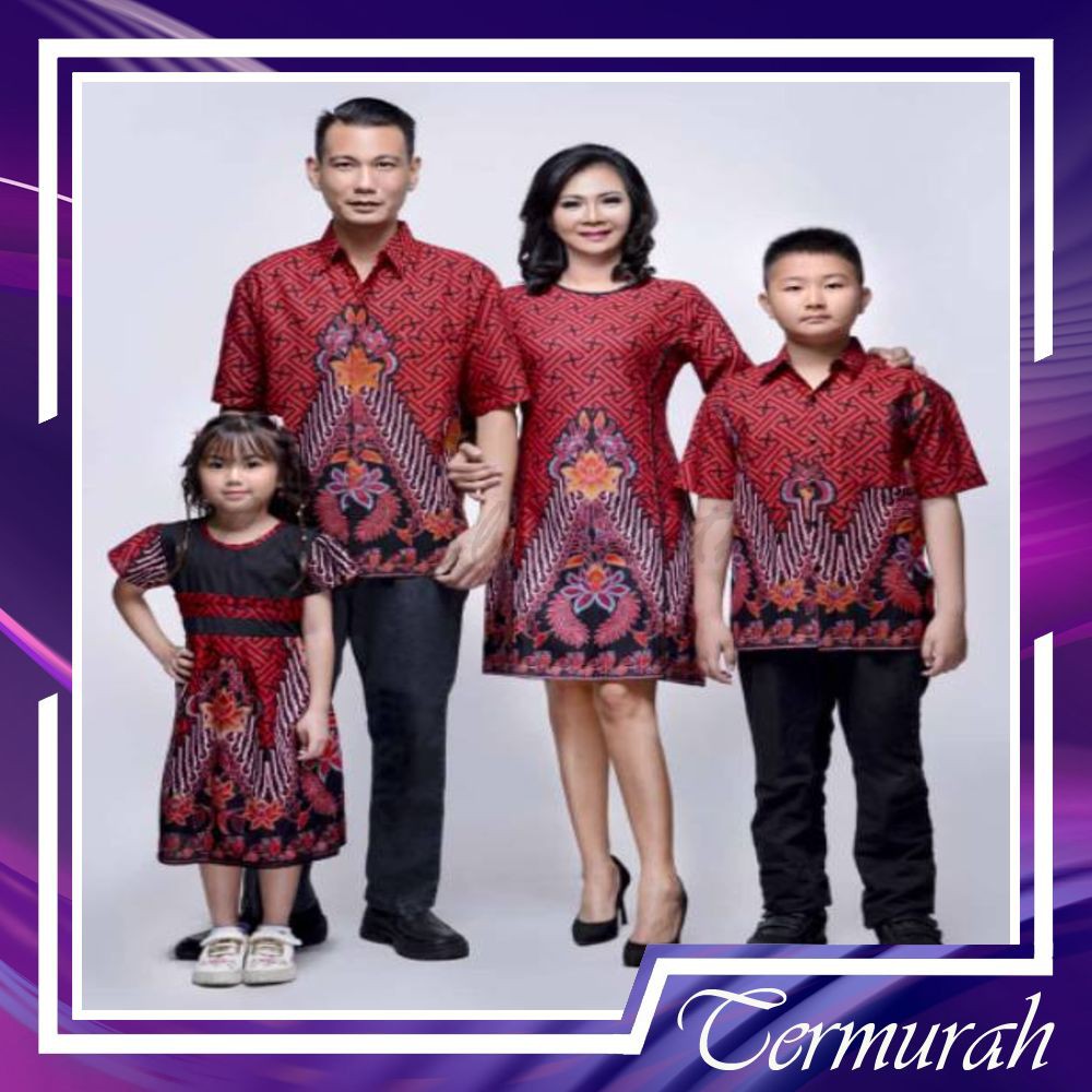 CAMISOLA CLOTHING BATIK COUPLE BATIK SARIMBIT DRESS ORCHID MERAH BATIK KELUARGA SERAGAM GROSIR