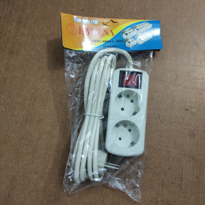 Stop Kontak Arde 2 Lubang + Kabel 3 Meter