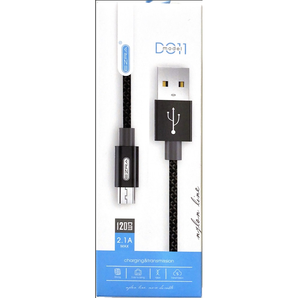 EZRA Nylon Kabel Data Micro USB / USB Type C / iPhone Lightning 1,2 m - Fast Charging 2.1A PREMIUM