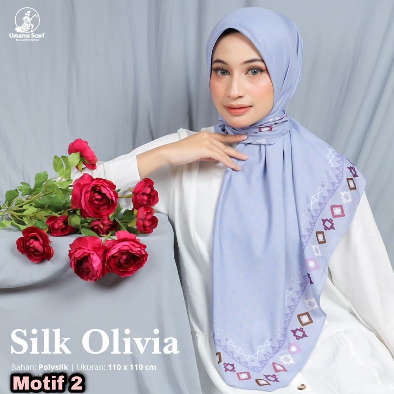 Jilbab Umama Silk Olivia Original PREMIUM Motif Modern Kerudung Segi Empat