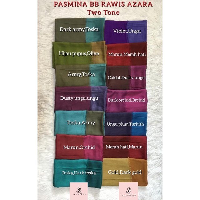 PASHMINA BB RAWIS AZARA Ori TwoTone Double Sides Pasmina 90x180cm Polycotton Dua Warna Bolak Balik-3