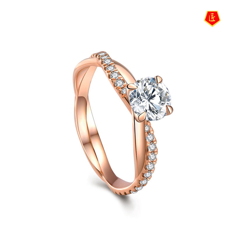 [Ready Stock]Elegant Moissanite Rose Gold Ring Female