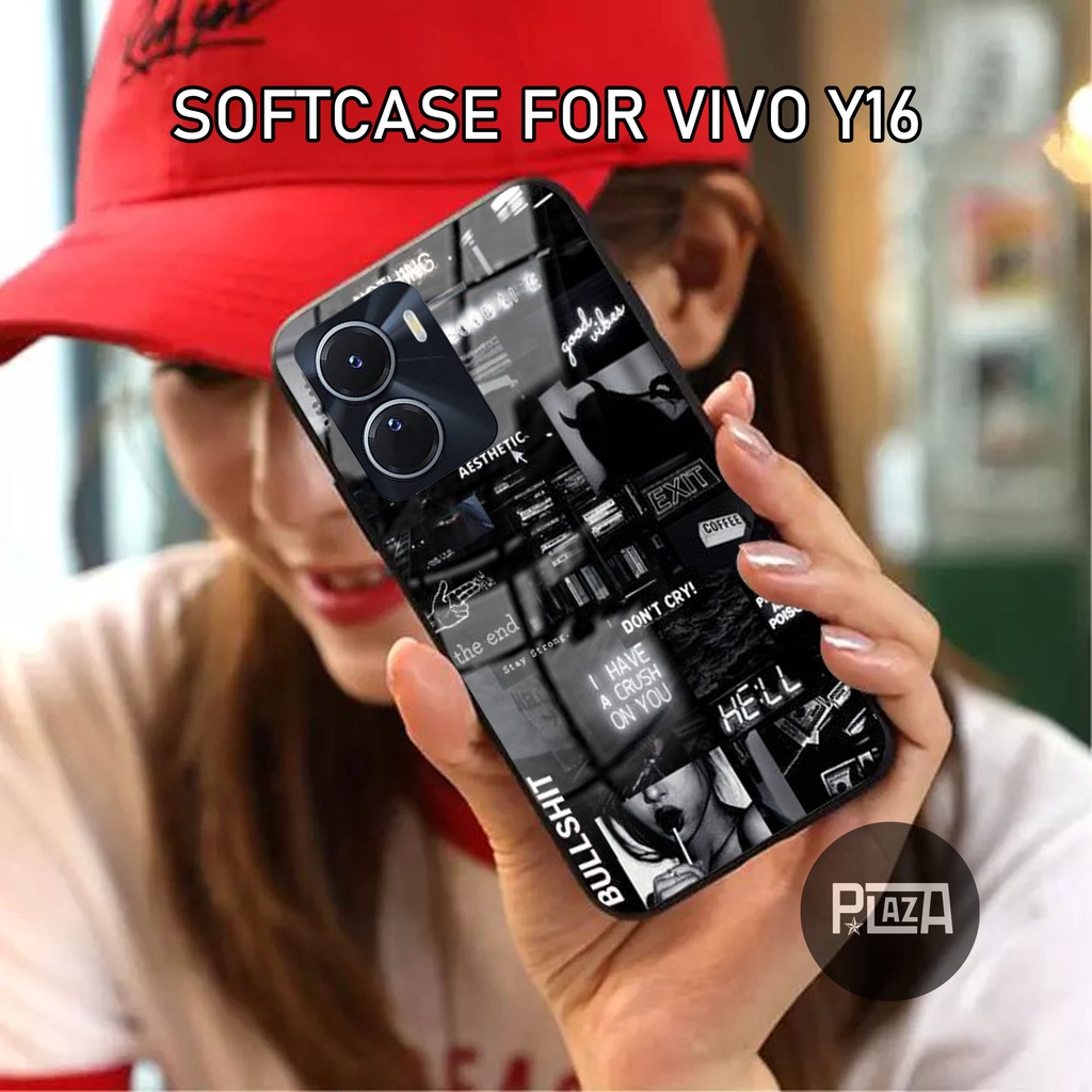 Softcase Glass Kaca [K118] VIVO Y16 2022 Terbaru Casing Handphone-Pelindung Handphone-Aksesoris Handphone-Plazacase.id