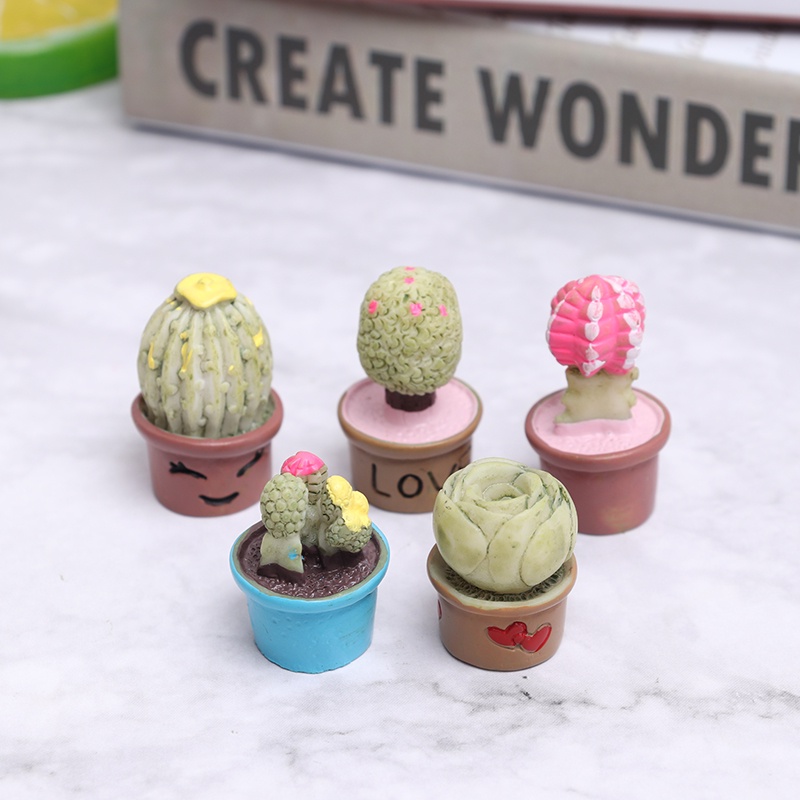 【beautifulhome12.id】5Pcs Miniature Succulent Plant In Pot For Dollhouse Furniture Decoration Home