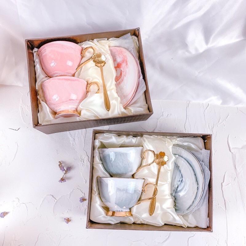 Cangkir Couple Marble Gift Set Mewah / Wedding Gift / Anniversary Gift