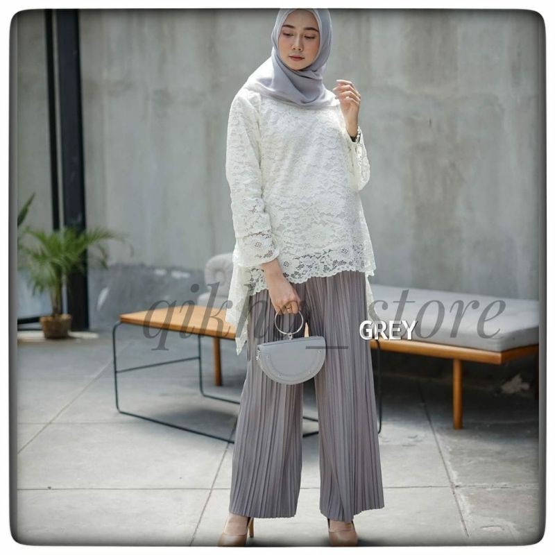 CELANA KULOT PLISKET IMPORT JUMBO MUAT S-M-L-XL-XXL-Grey