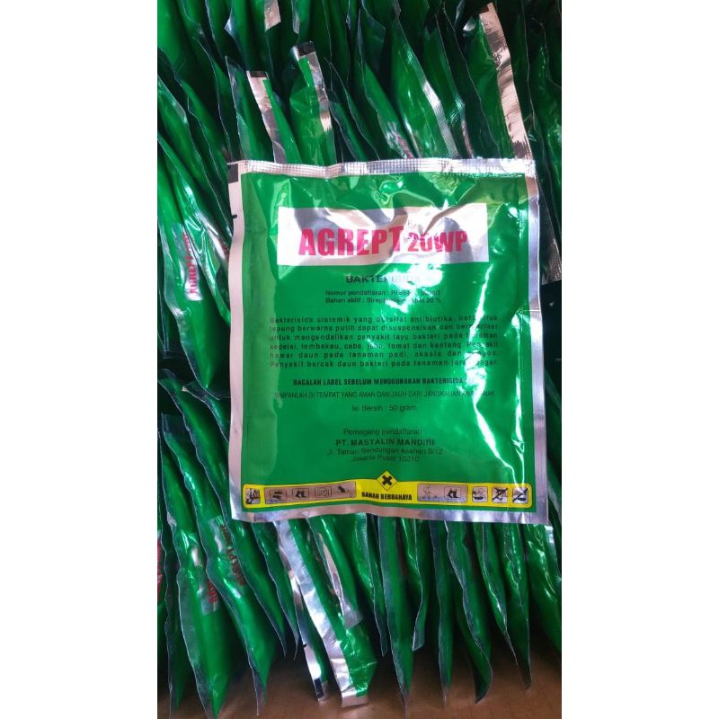 Agrept 20wp Bakterisida Anti Bakteri jamur tanaman Original kemasan 50gr