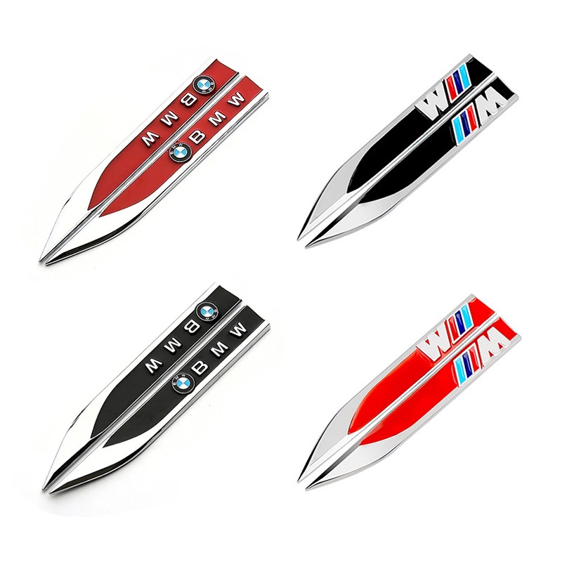 2pcs Stiker Metal 3D Dekorasi Fender Samping Mobil BMW E60 E90 E84 F10 F30 F20 G30 F48 F15 F25