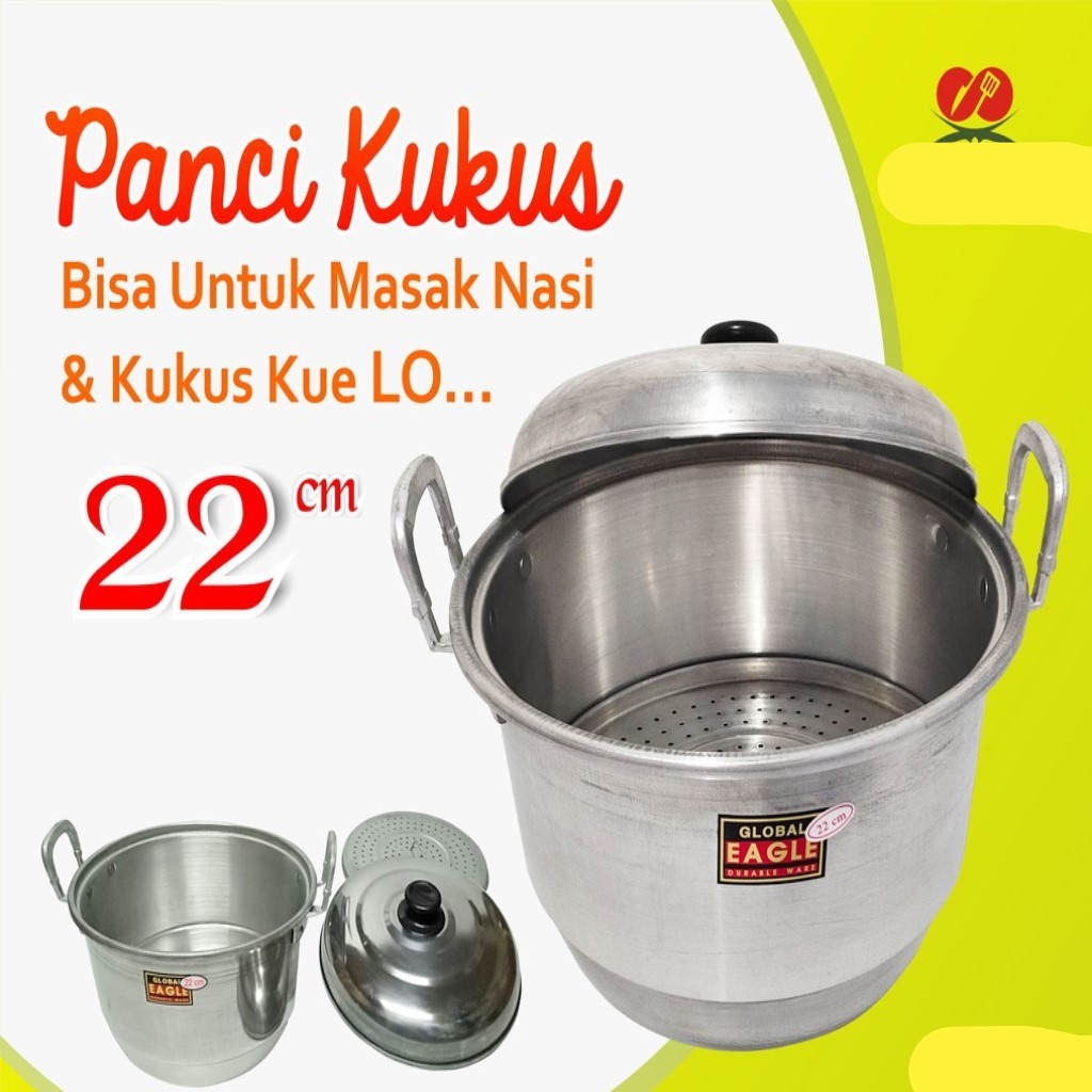 PANCI SG ALUMUNIUM LANGSENG DANDANG KUKUS STEAMER UK. 26-24-22-28-20 cm GLOBAL EAGLE