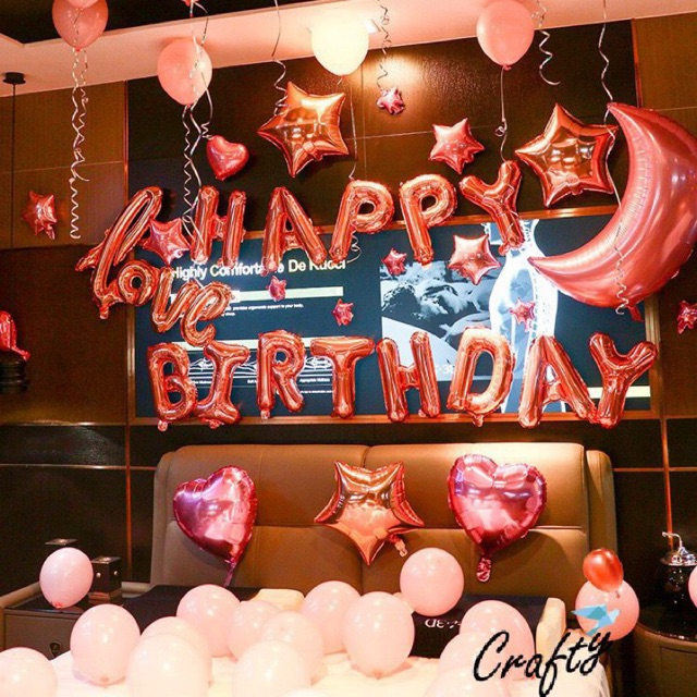 [PAKET] BIRTHDAY Surprise Set LOVE ROSE GOLD Dekorasi Backdrop Kejutan Ulangtahun