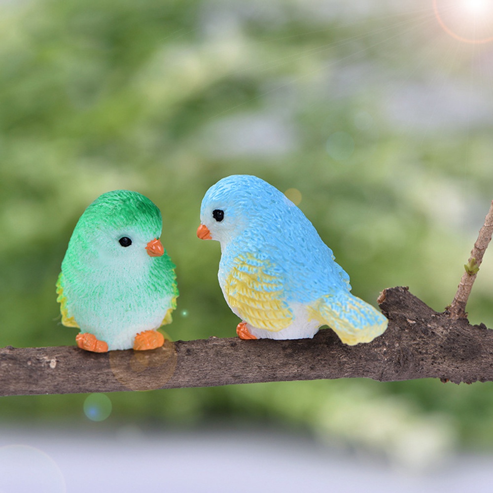 REBUY Mini Miniature Figurines Craft Fairy Garden Decor Micro Landscape Cute DIY 4pc/set Little Birds Glass Ornaments Dollhouse Home Decor