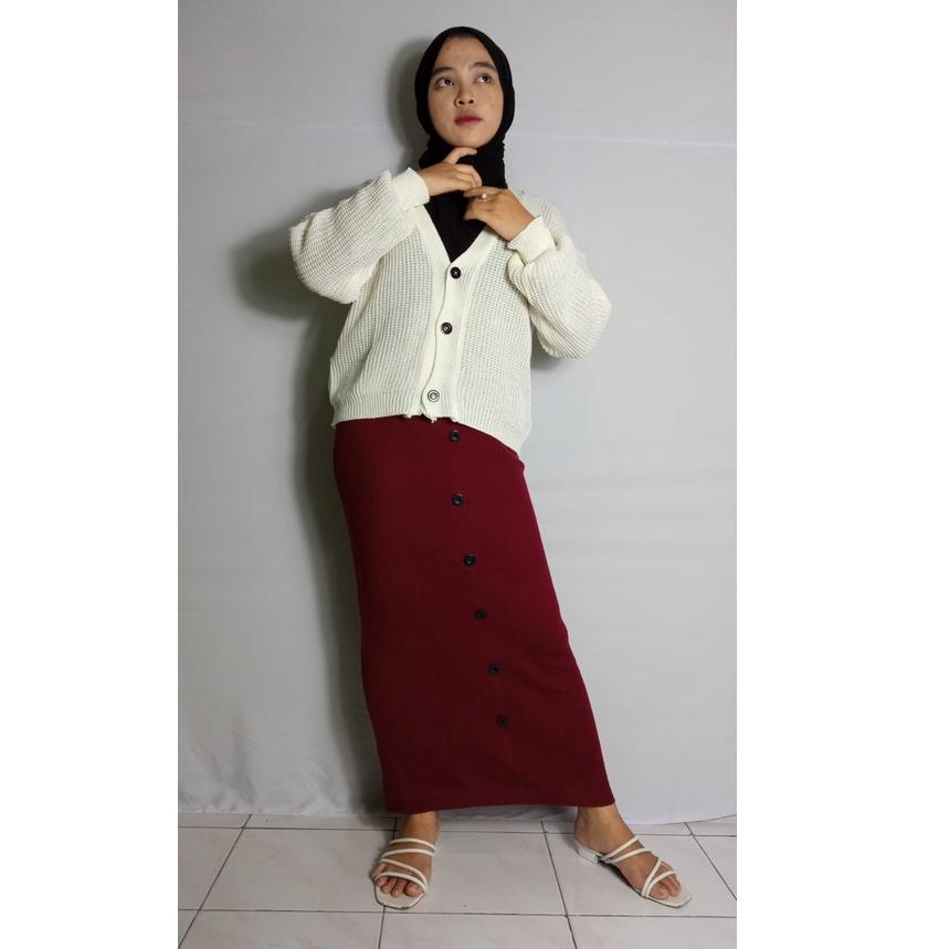 [SGB.02Jn22ᴬ] ROK RAJUT KANCING / ROK SPAN KANCING RAJUT / ROK PANJANG WANITA / MAXI SKIRT / ROK WAN