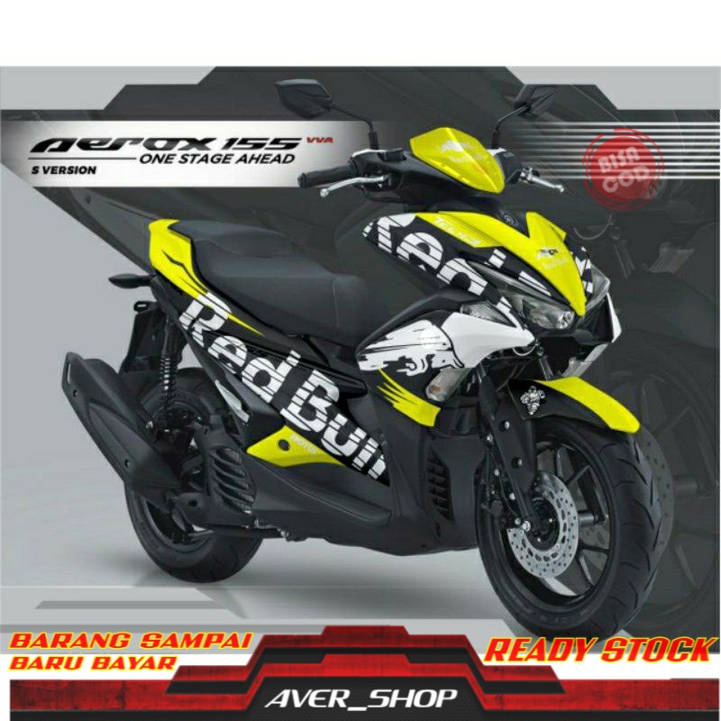 Decal aerox 155 full body Striping motor aerox Sticker motor Stiker decal aerox motif red bull hijau