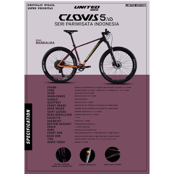 sepeda mtb 27.5 inch United Clovis 5.1 Edisi Mandalika