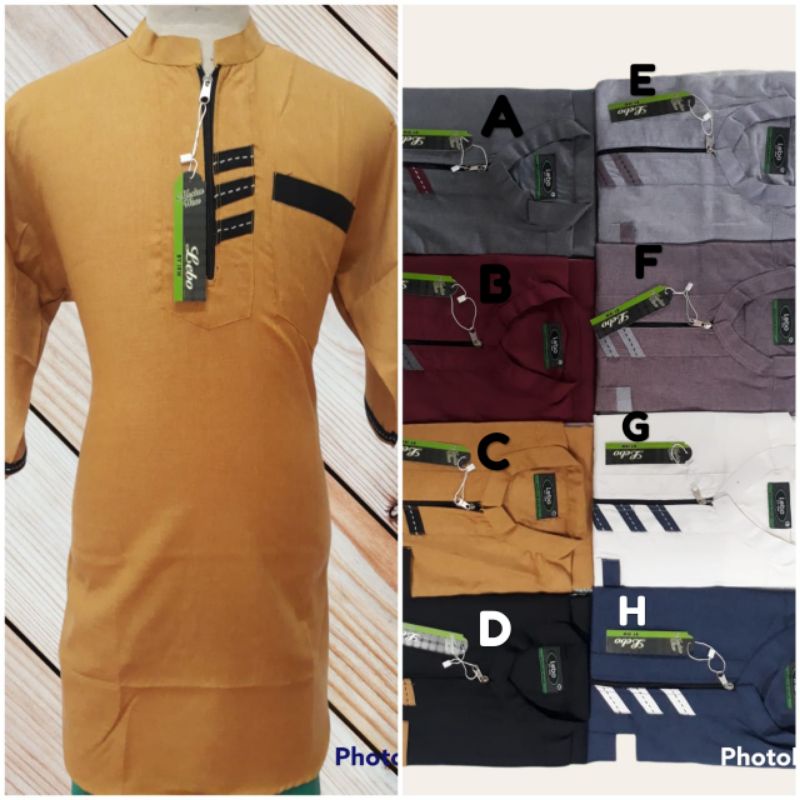 Baju Koko Lebo Kurta tangan 3/4 Muslim kemeja gamis jubah lebaran ALMIA Laki