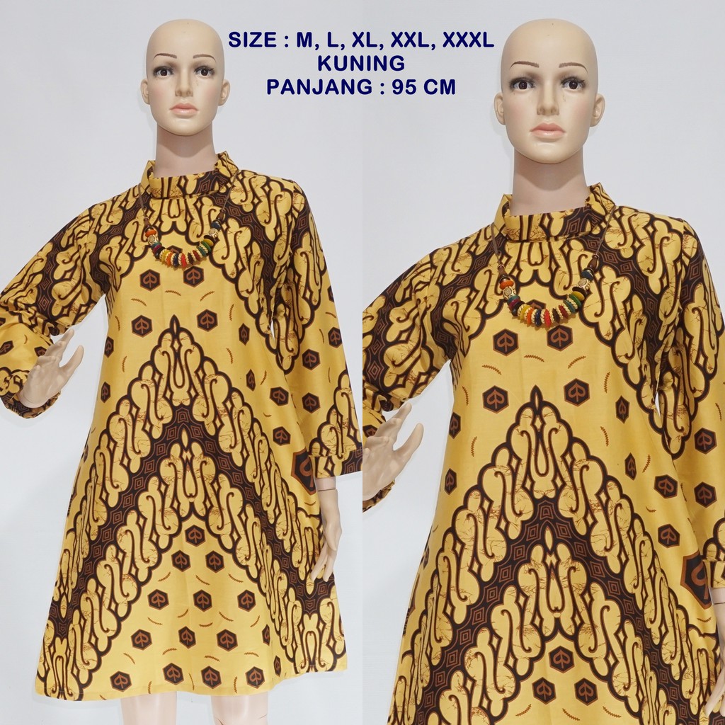 Atasan Dress Batik Wanita Sogan Kuning DSC04986