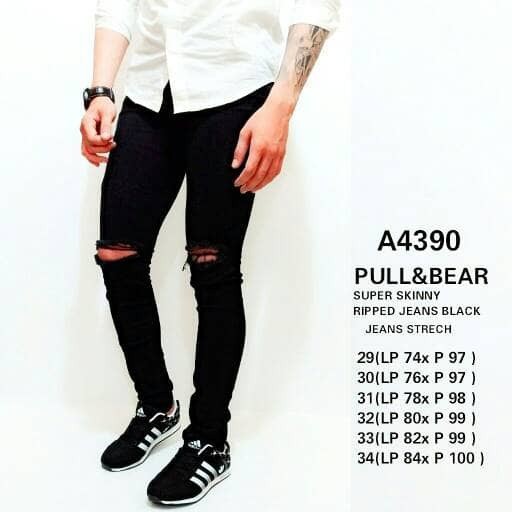 SPECIAL RIPPED JEANS BLACK PULL & BEAR TERLARIS