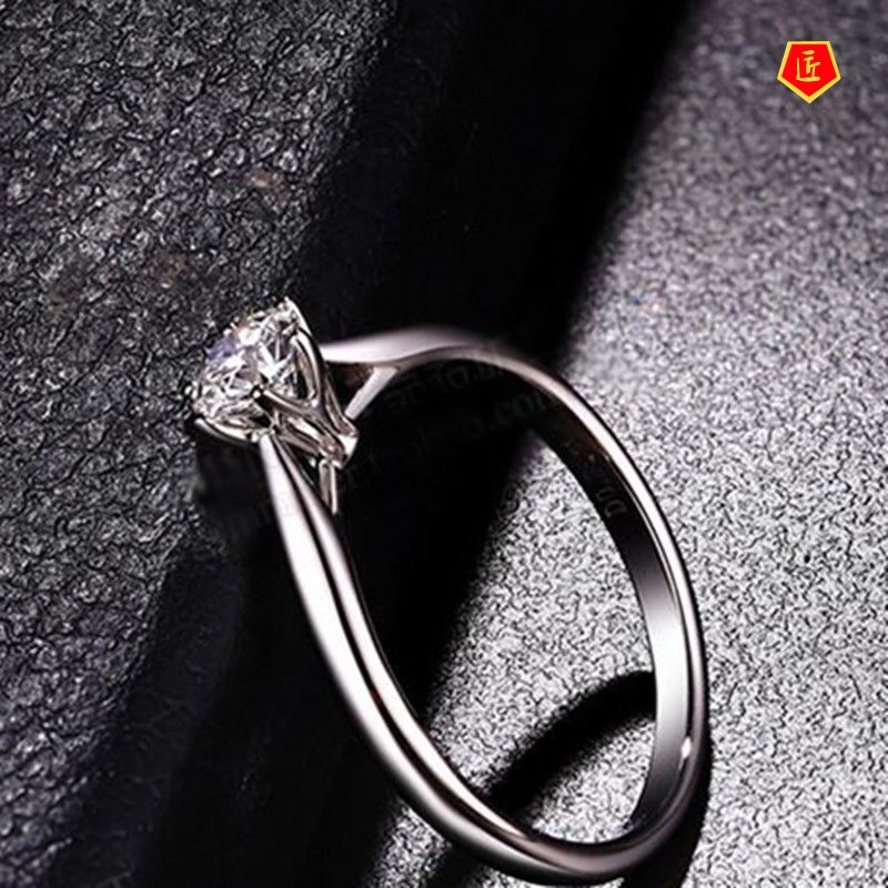 [Ready Stock]Simple Classic 925 Silver Inlaid Diamond Ring