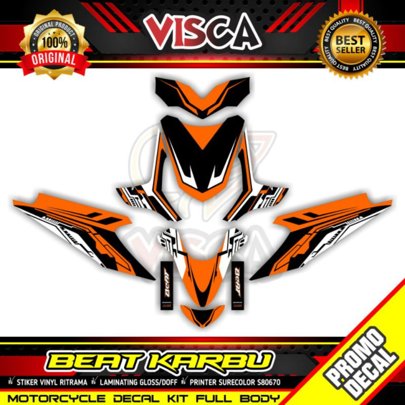 STICKER DECAL FULL BODY HONDA BEAT KARBU GRAFIS ORANGE