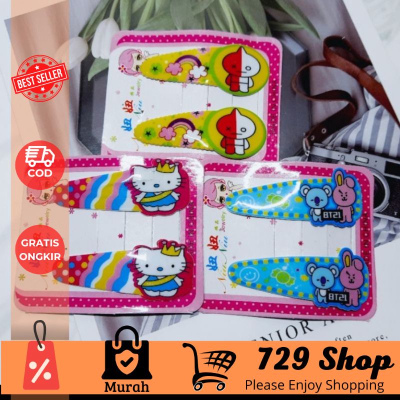 isi 2 Pcs Jepit Rambut Anak Tiktop Karakter Korea Import Best Seller