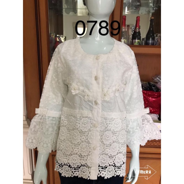 Blouse alexuez putih/atasan brukat alexuez 0789