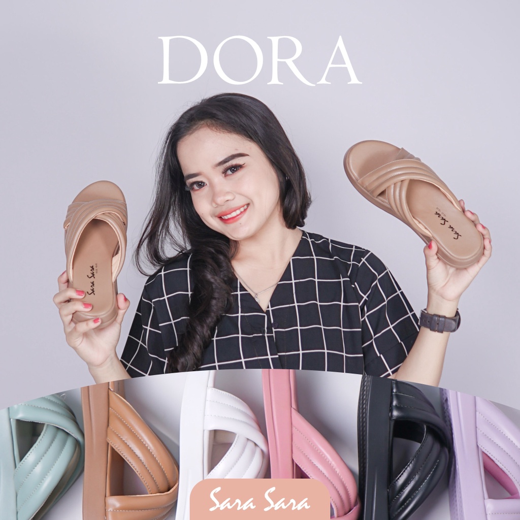 Sara Sara DORA Sandal Tebal Wanita Silang Nyaman Dan Empuk Kekinian