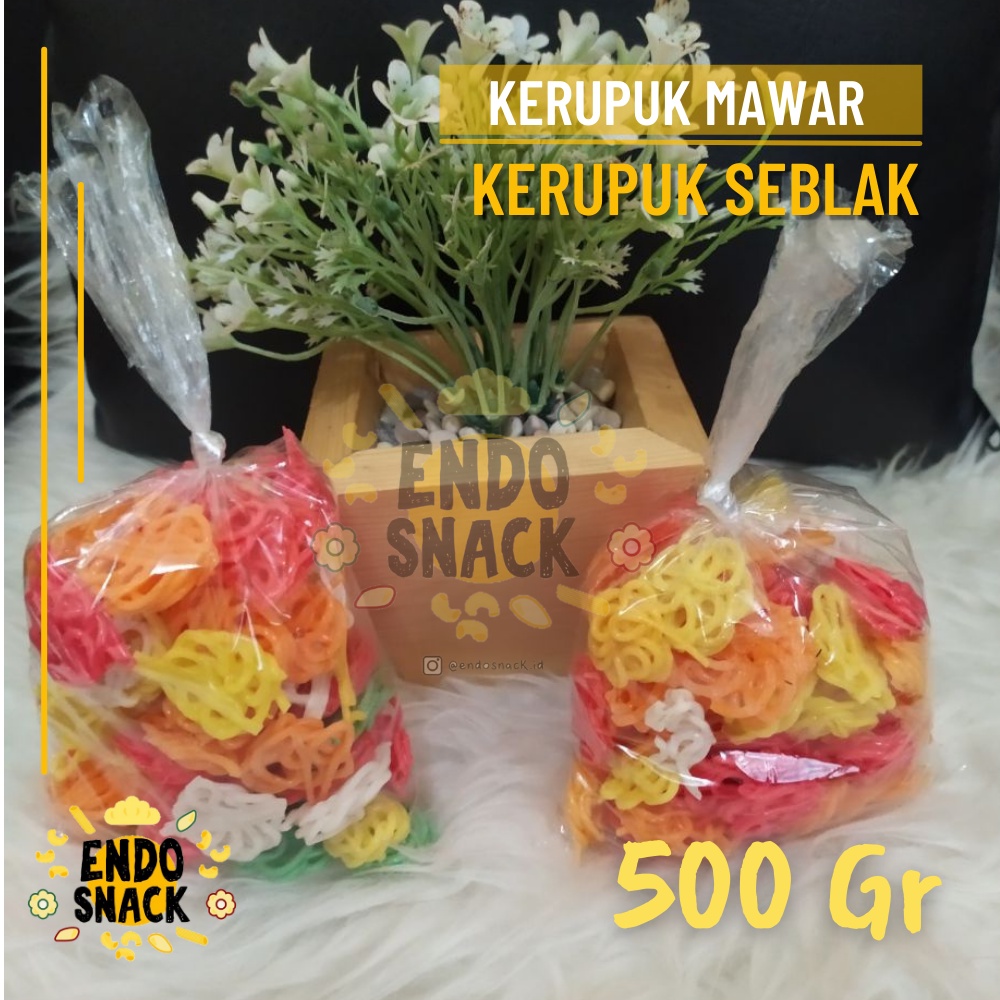 500 Gr Kerupuk mawar untuk seblak, digoreng