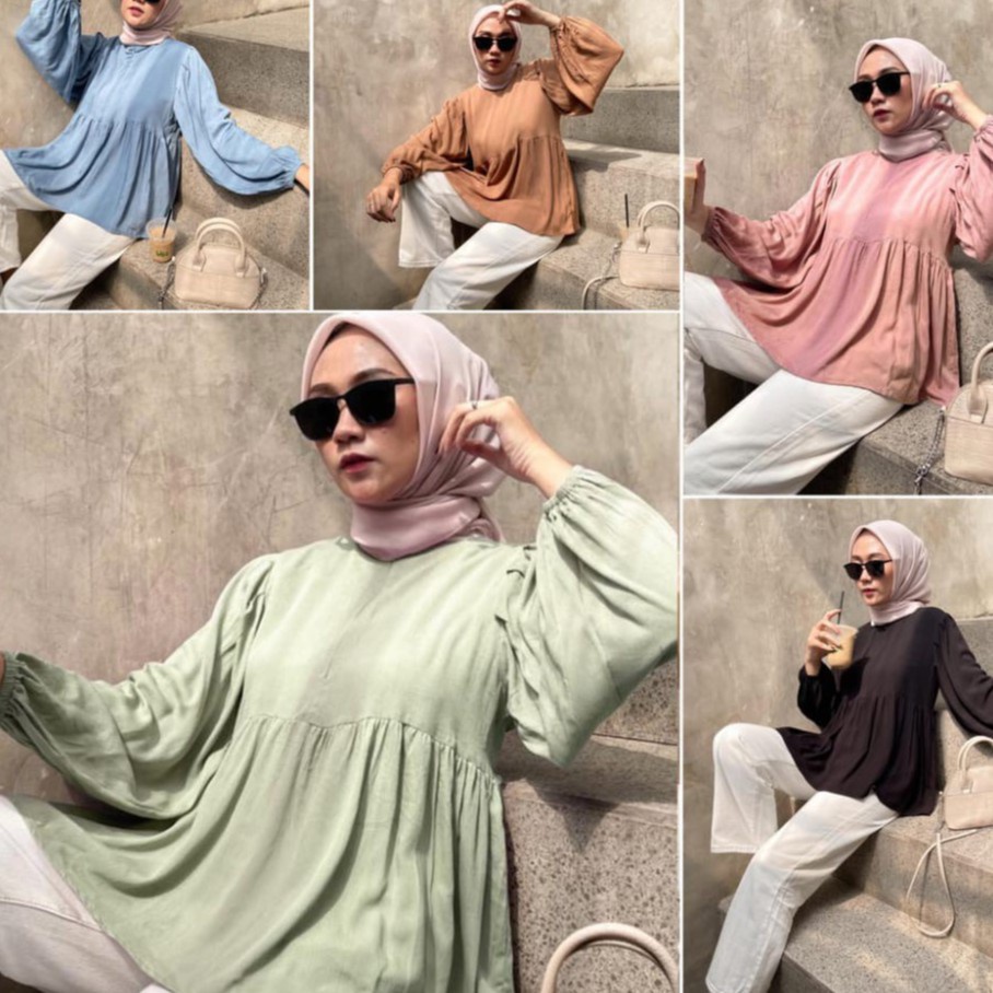 BEFAST - ZRX OOTD Wanita Blouse HAFERD / Cloudy Blouse / Blouse Lengan Balon Panjang / Atasan Wanita Remaja Kekiniaan / Blouse Banyak Warna / OOTD Wanita Hijab / Terbaru 2022 / Terlaris / Termurah