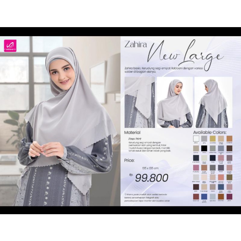 RABBANI KERUDUNG SEGIEMPAT ZAHIRA. PILIH WARNA SILAHKAN CHAT KAMI YA