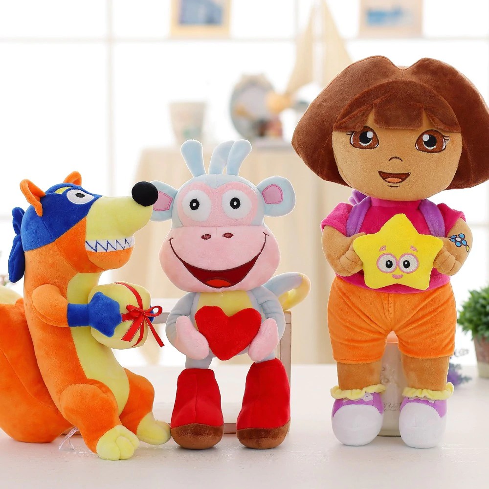 Boneka Anak 3 unids/lote amor aventura de Dora mono botas Swiper muñeca de juguete de felpa de 25