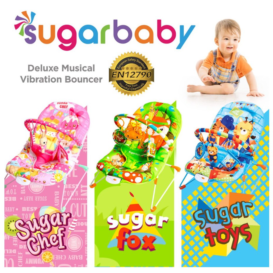 Sugar Baby Bouncer Deluxe Musical Vibration 1 Recline / Dudukan Bayi Sugarbaby